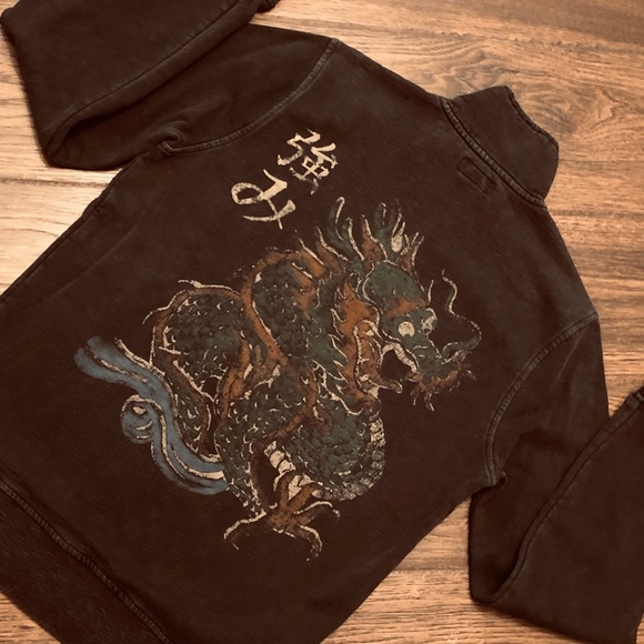 Lucky Brand Jacket “Dragon” Graphic Design Vintage Look Size X-Small - Picture 3 of 9